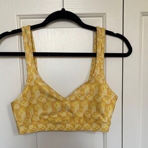 Beyond Yoga Yellow Sun Checkerboard Sports Bra